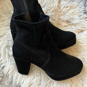 Black Glitter Ankle Booties